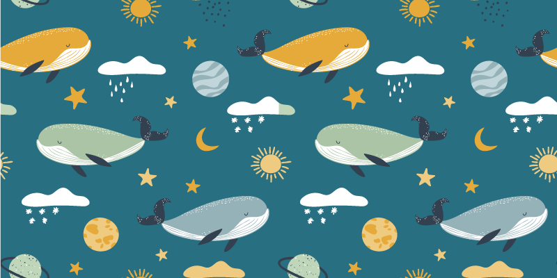 Animal vinyl rug with trendy whale design - TenStickers