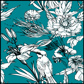 Animal vinyl rug with elegant white wild birds pattern - TenStickers