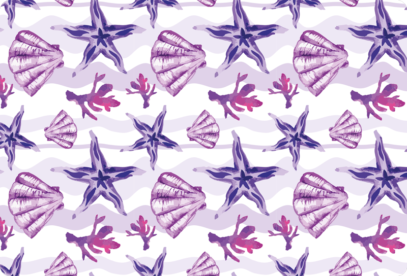 Animal vinyl rug with purple seashell and starfish - TenStickers