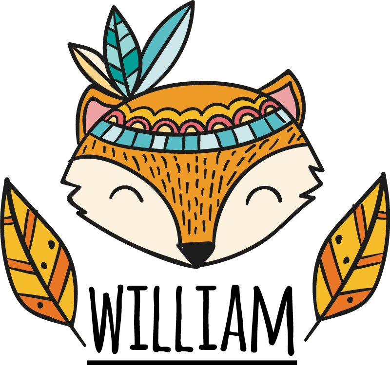 Personalized nordic fox with feathers animal vinyl rug - TenStickers