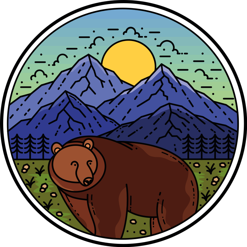 Animal vinyl rug round mountain bear design - TenStickers