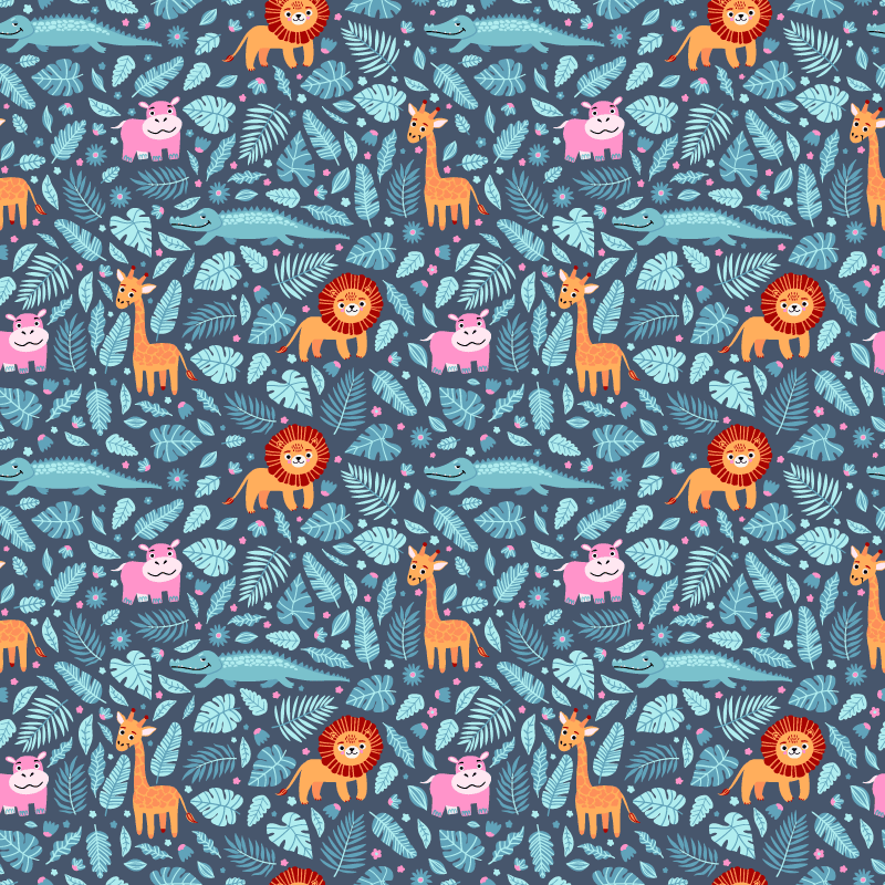 Animal vinyl rug with various jungle animal designs - TenStickers