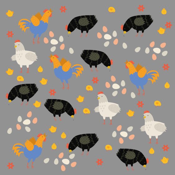 Animal vinyl rug chickens in the coop pattern - TenStickers