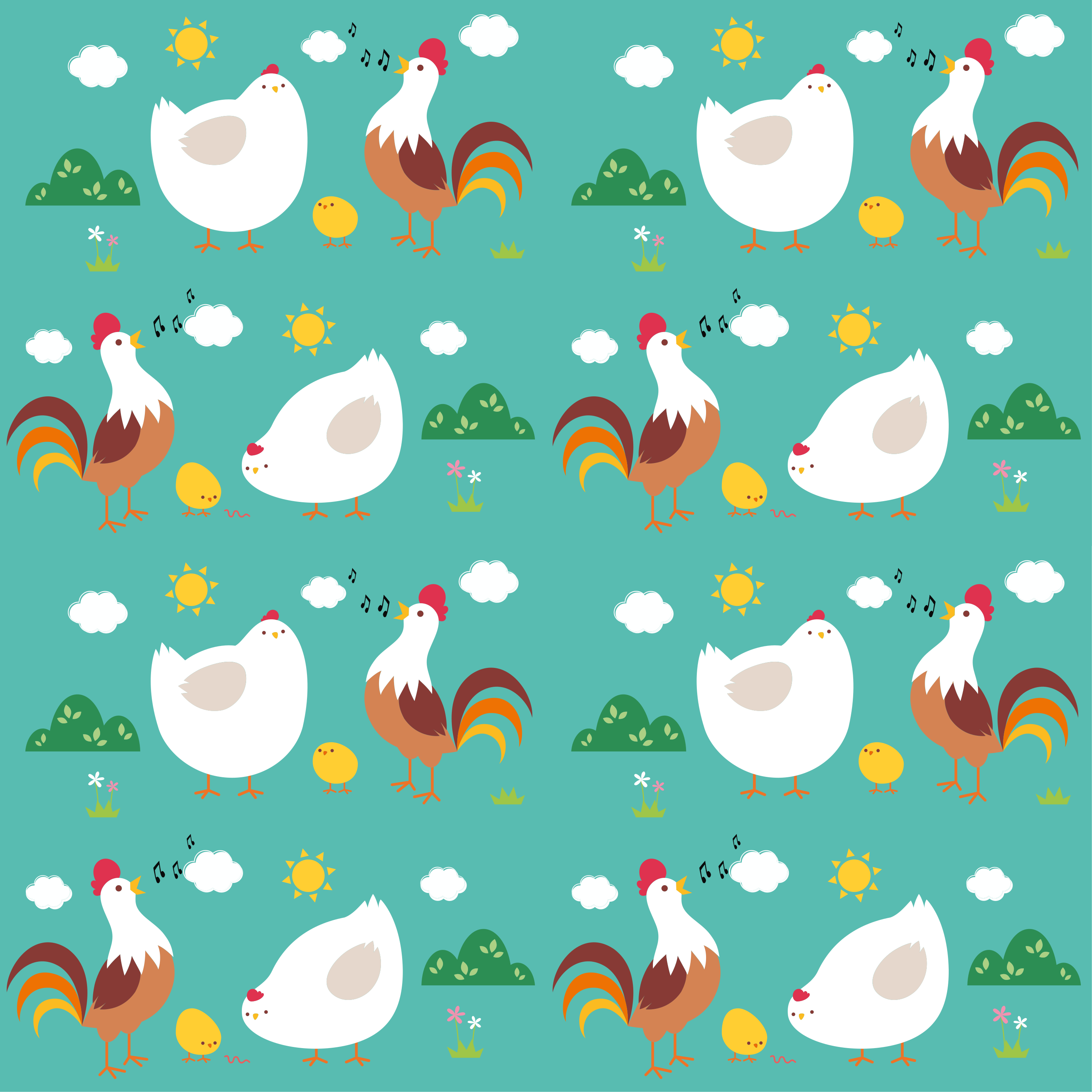 Animal vinyl rug with singing rooster design - TenStickers