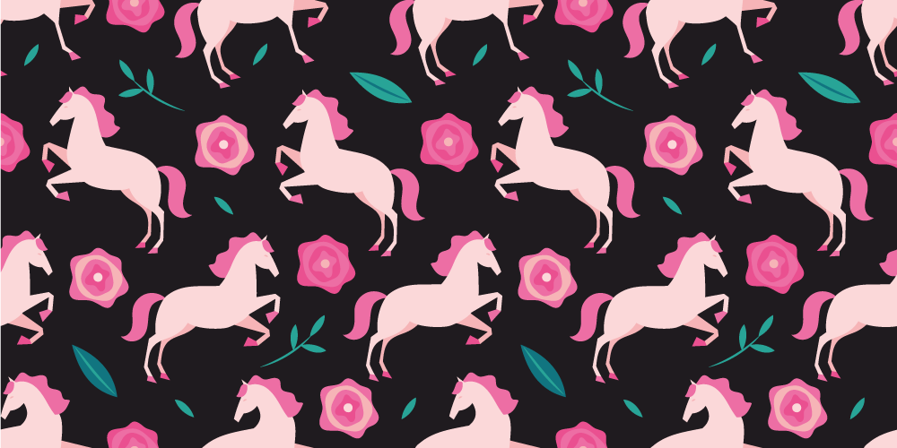 Animal vinyl rug featuring floral horse design - TenStickers