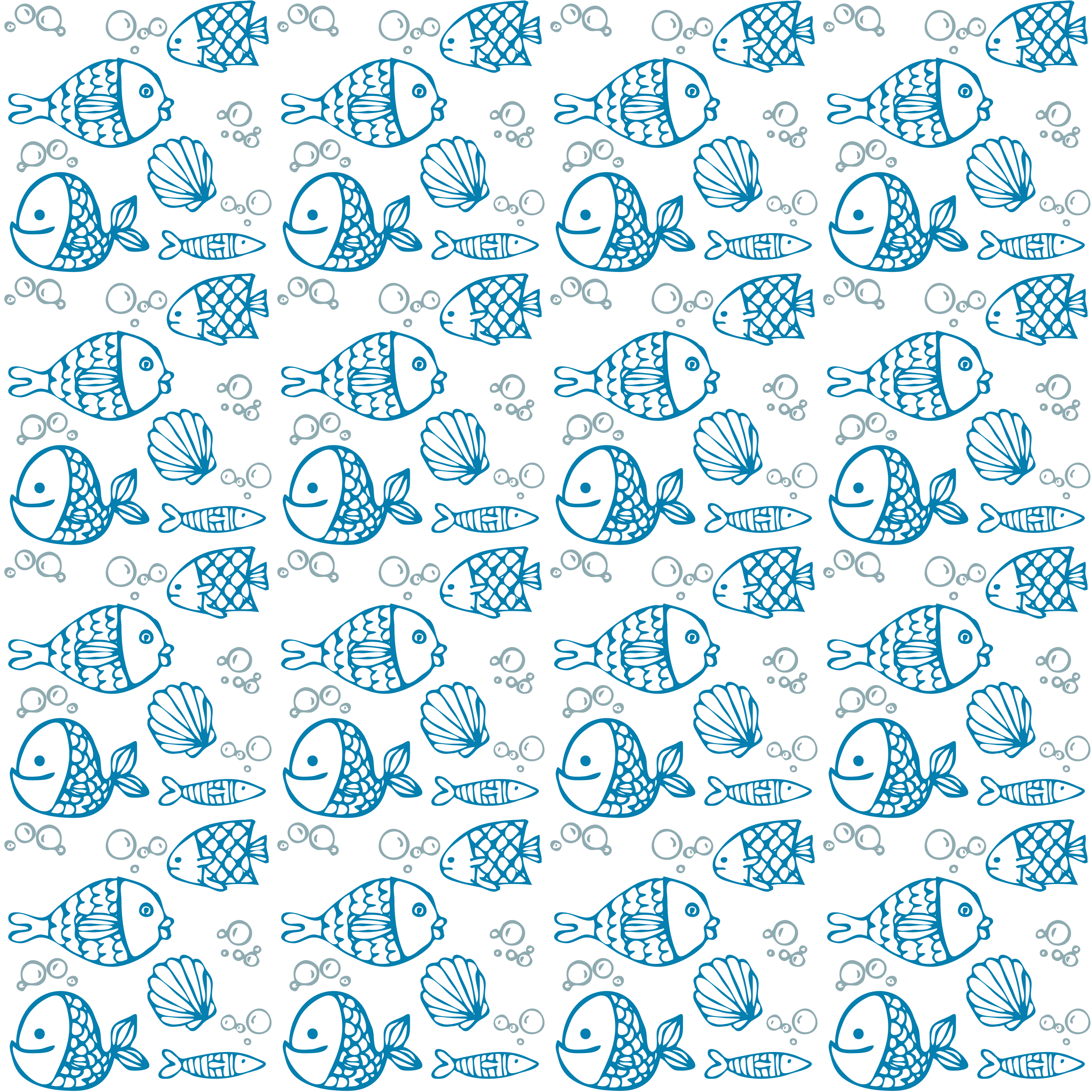 Drawn blue fishes animal vinyl rug - TenStickers