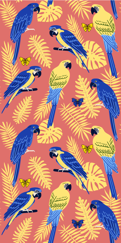 Animal vinyl rug with parrots and butterflies - TenStickers