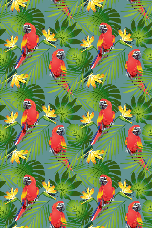 Colorful parrots on blue background animal vinyl rug - TenStickers