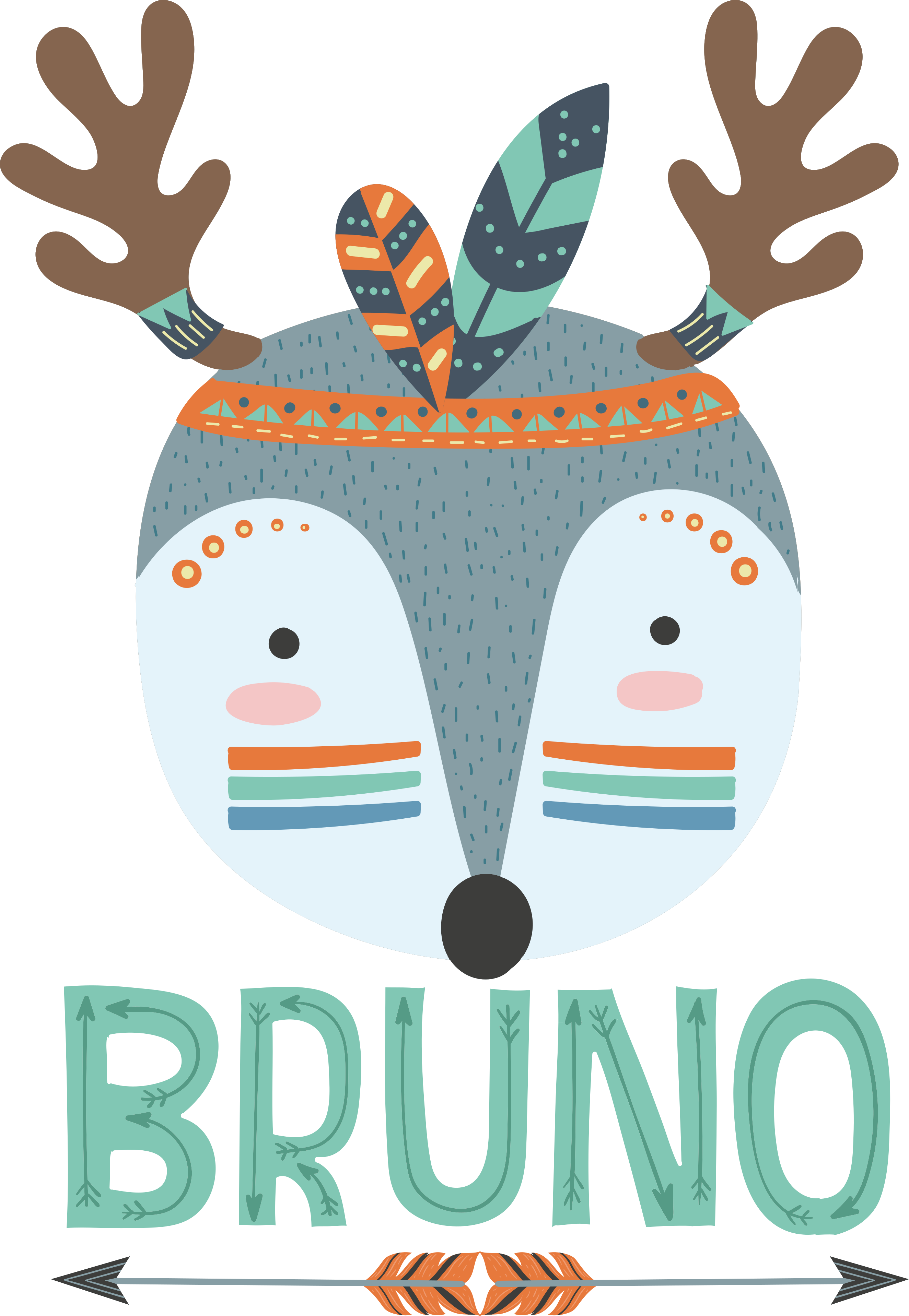 Animal vinyl rug nordic deer personalized name - TenStickers