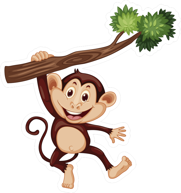 Cheeky monkey swinging animal vinyl rug - TenStickers