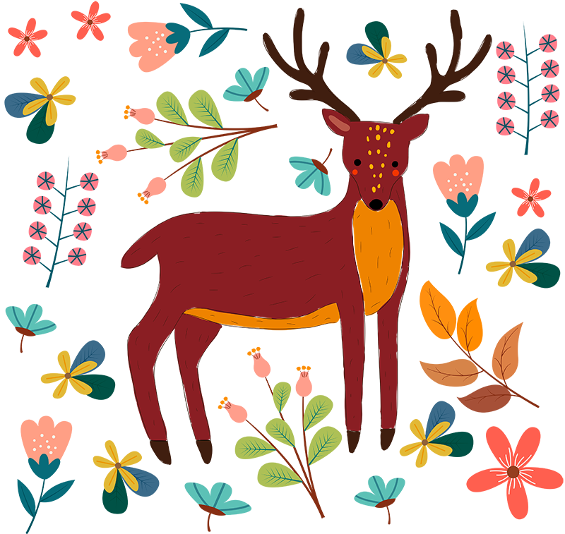 Animal vinyl rug whimsical deer design - TenStickers