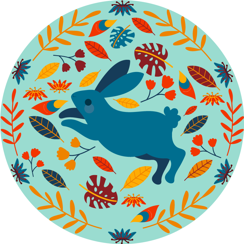 Animal vinyl rug playful rabbit design - TenStickers