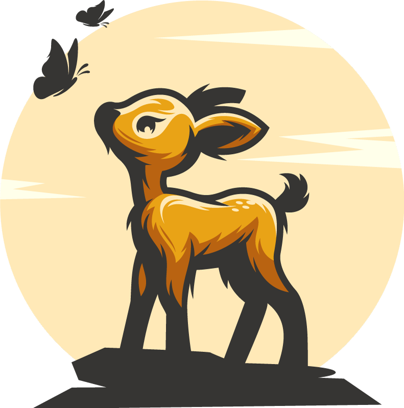 Deer and butterflies animal vinyl rug - TenStickers