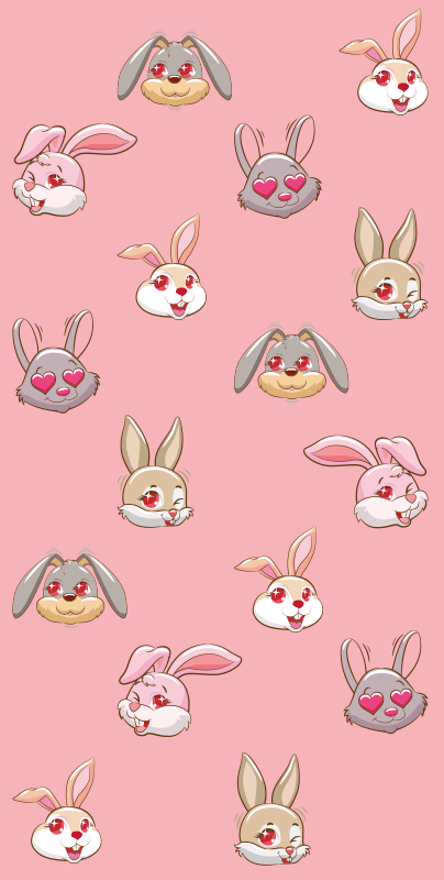 Animal vinyl rug cute bunny faces - TenStickers