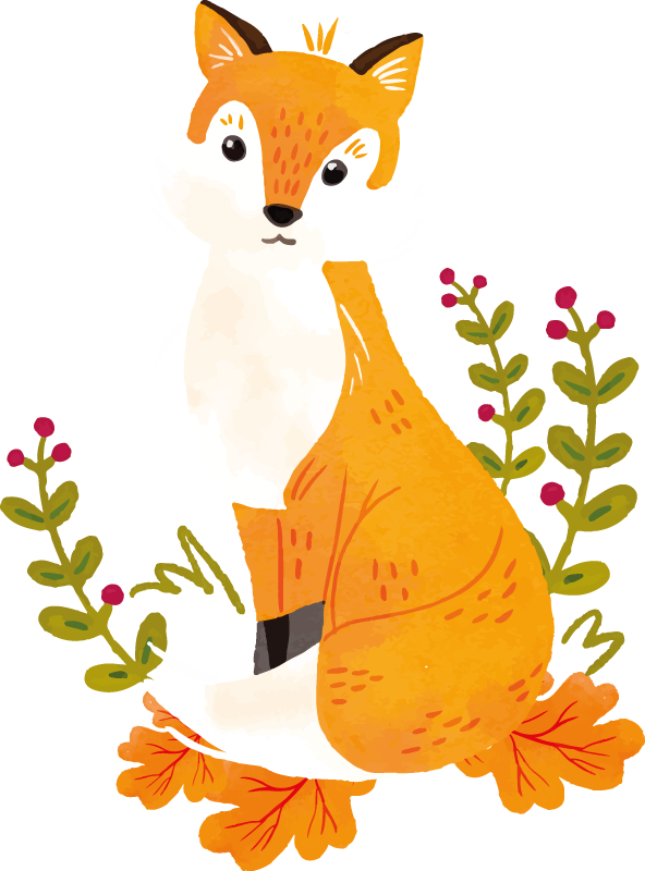 Playful orange fox animal vinyl rug - TenStickers