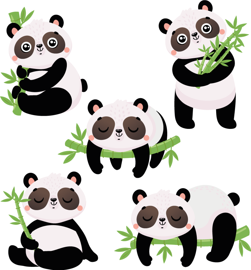 Cute panda illustrations animal vinyl rug - TenStickers