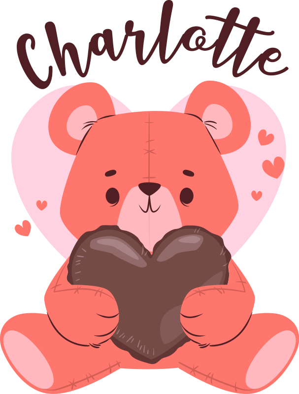 Cute bear holding heart animal vinyl rug - TenStickers