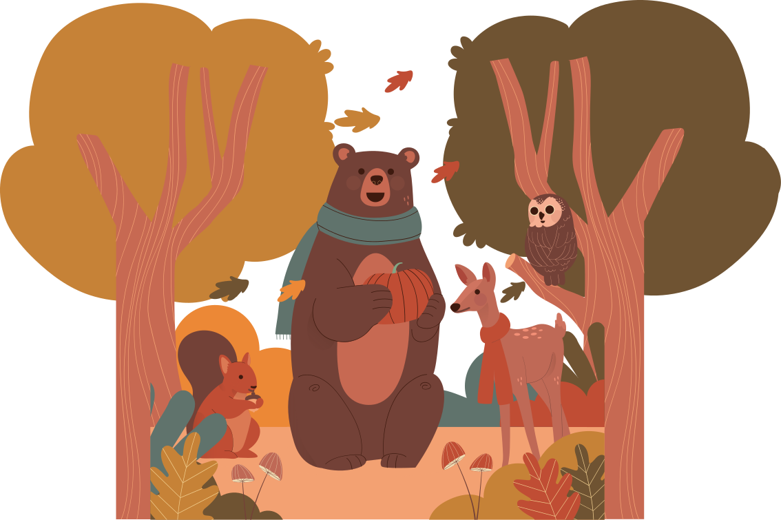 Fall woodland creatures animal vinyl rug - TenStickers