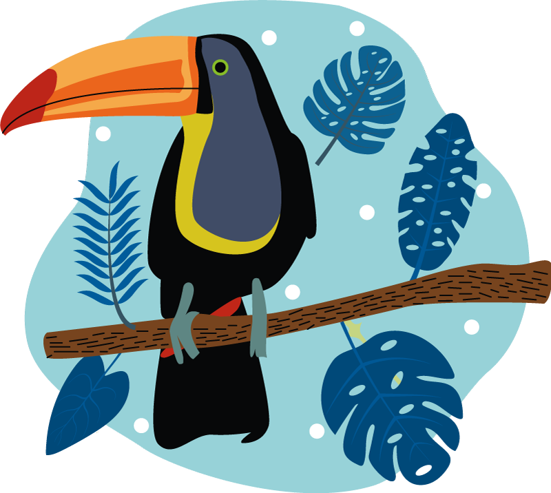 Tropical toucan perched animal vinyl rug - TenStickers