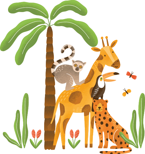 Animal vinyl rug whimsical jungle theme - TenStickers