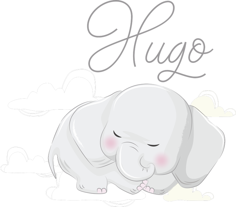 Animal vinyl rug sleeping elephant in clouds with name - TenStickers