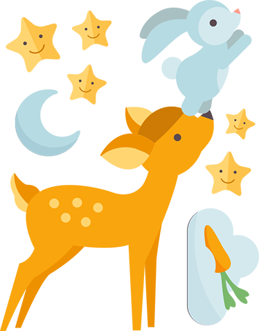 Deer and bunny animal vinyl rug - TenStickers