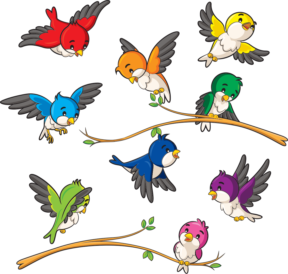 Colorful little birds animal vinyl rug - TenStickers