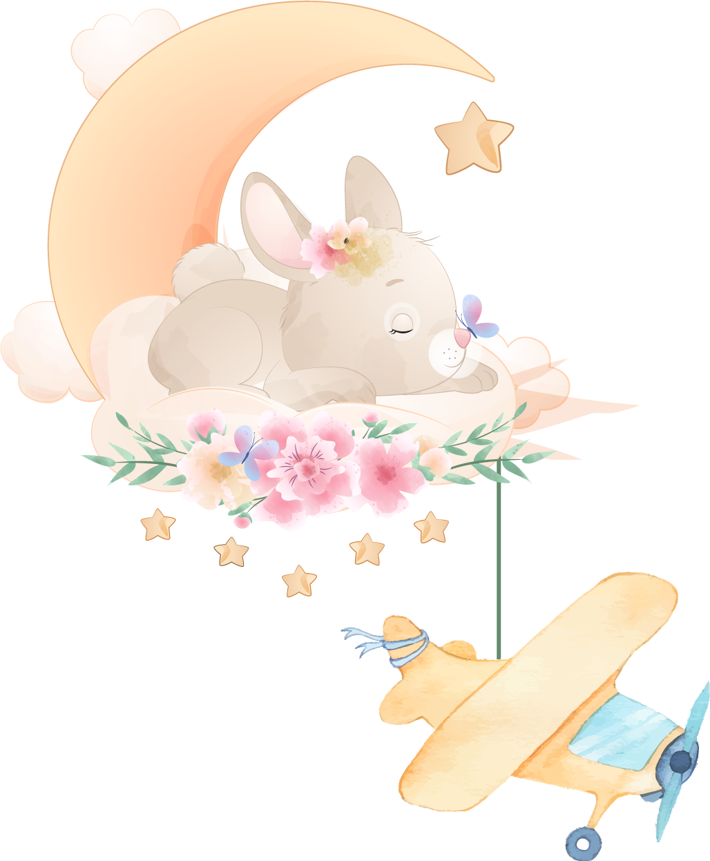 Animal vinyl rug with bunny sleeping on moon - TenStickers