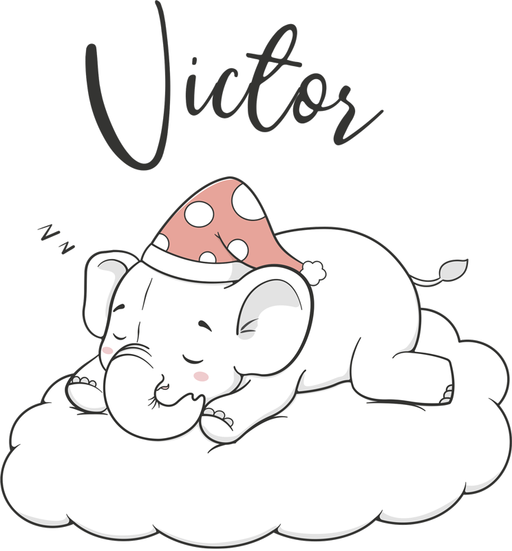 Animal vinyl rug personalized elephant in clouds - TenStickers