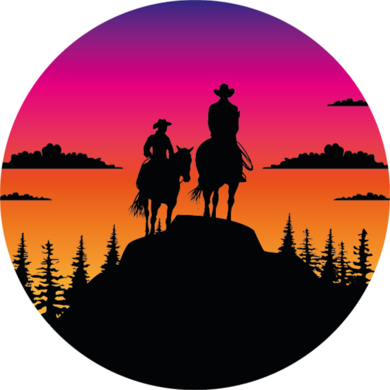 Animal vinyl rug mountains wild west & horses - TenStickers