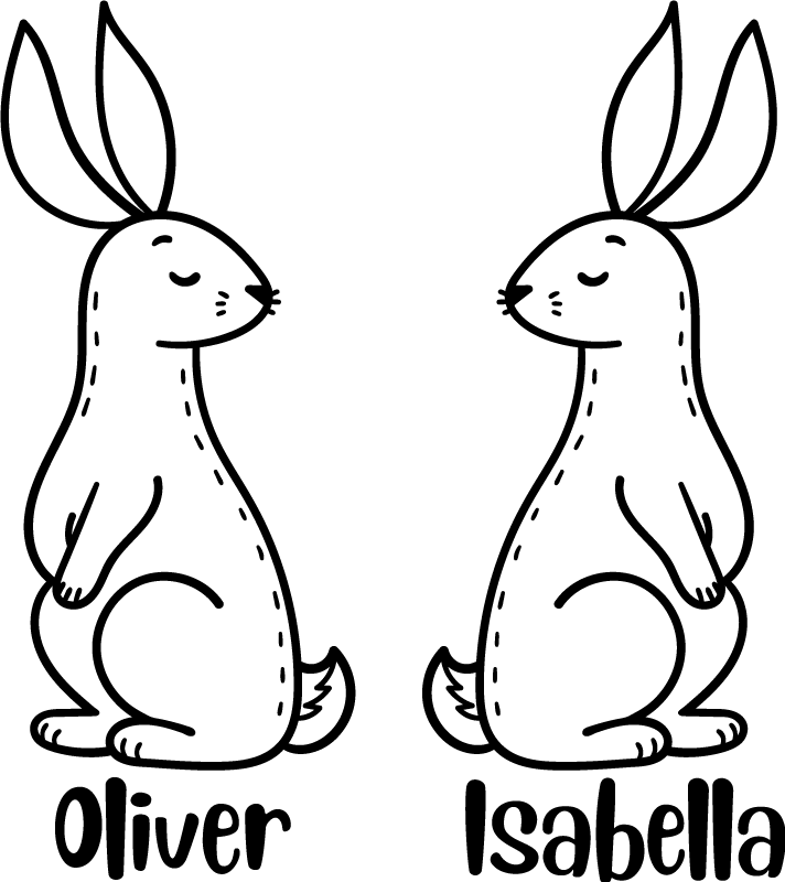 Animal vinyl rug personalised easter bunnies - TenStickers