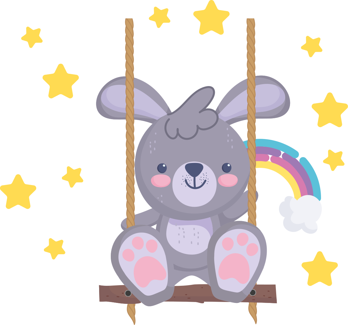 Animal vinyl rug bunny on starry swing - TenStickers