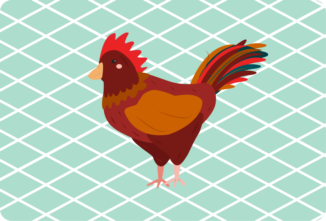 Animal vinyl rug red rooster side view - TenStickers