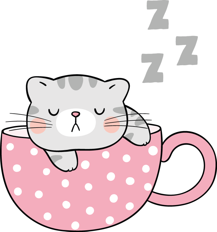 Animal vinyl rug sleeping cat cup - TenStickers