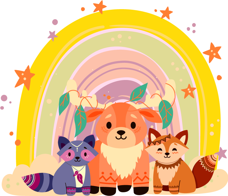 Charming creature trio animal vinyl rug - TenStickers