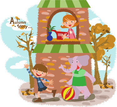 Animal vinyl rug featuring playful elephants and kids - TenStickers