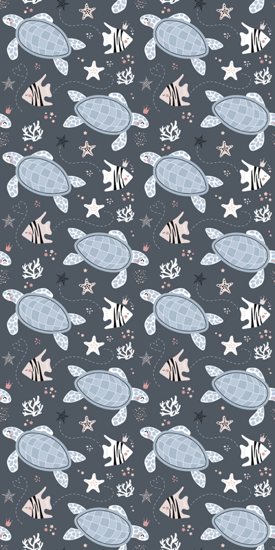 Animal vinyl rug turtles and fish under sea design - TenStickers