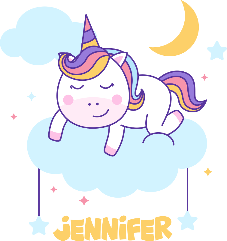 Animal vinyl rug with personalised sleeping unicorn - TenStickers