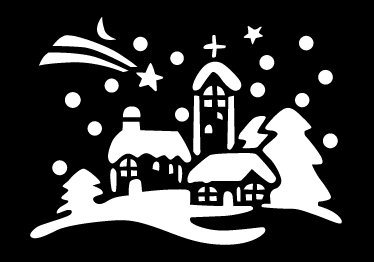 Christmas vinyl rug in black and white town - TenStickers