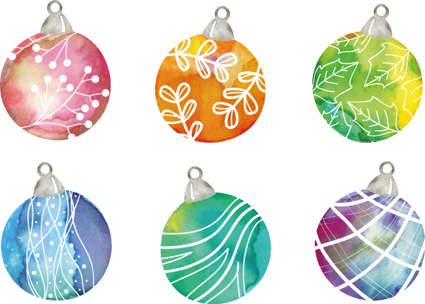 Christmas vinyl rug watercolor christmas ornaments - TenStickers