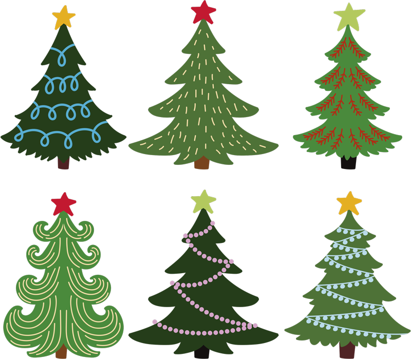 Colorful christmas tree set christmas vinyl rug - TenStickers