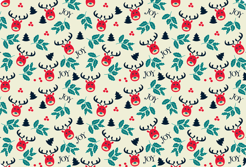 Christmas vinyl rug joy and reindeer design - TenStickers