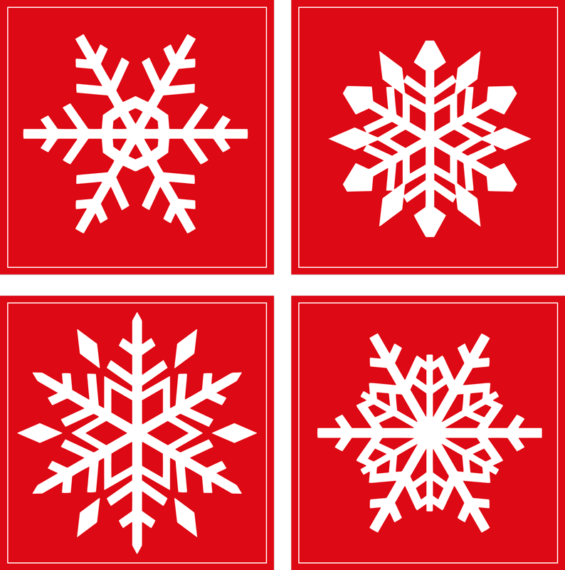 Christmas vinyl rug red snowflakes design - TenStickers