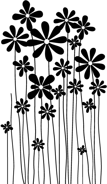 Black big flowers flower vinyl rug - TenStickers