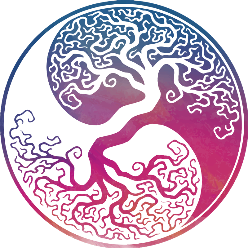 Flower vinyl rug yin yang tree of life - TenStickers