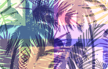 Flower vinyl rug with retro palm design - TenStickers