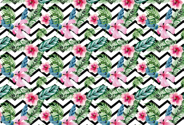 Flower vinyl rug in green tropical zigzag - TenStickers