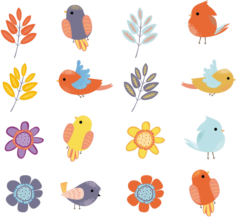 Flower vinyl rug spring bird set - TenStickers