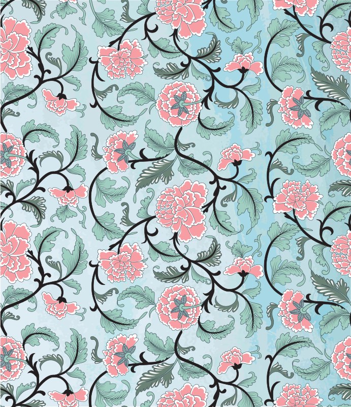 Flower vinyl rug with japanese floral design - TenStickers