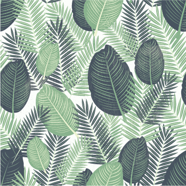 Green big plants flower vinyl rug - TenStickers